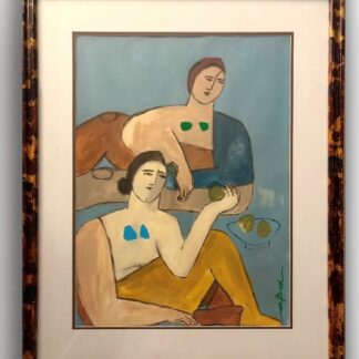 Ladies on paper framed in tortoise frame