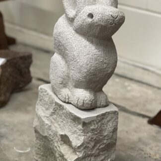 Limestone Rabbit on Pedestal