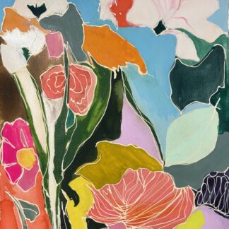 Pink and Orange Floral on Paper